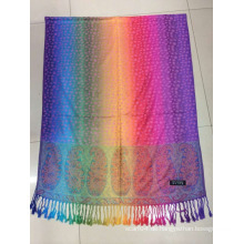 2016 Neuer Regenbogenfarbe Jaquardleopardentwurf Viscose Schal Paisley Schal Hijab muslimischer Schal